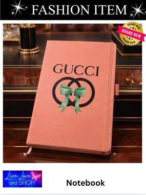 NOTEBOOK: Coral & Black Featuring a Green Bow, NWOT